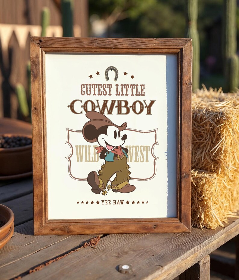 Printable Mickey Cowboy Rodeo Party Poster, Wild West Centerpiece ...