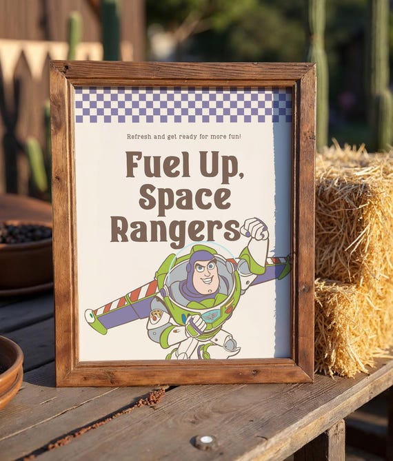Printable Vintage Toy Story Drinks Station Sign, Woody Birthday, Buzz Lightyear Party Decoration (Digital file)