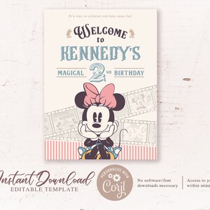 Printable Minnie Welcome Sign, Minnie Birthday Party Welcome Sign ...