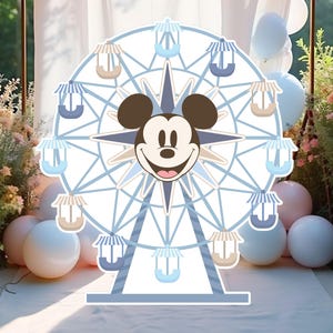 Printable Mickey Ferris Wheel Cutout, Disneyland Birthday Party Stand Up Prop, Mickey Baby Shower Party Decoration, Digital file