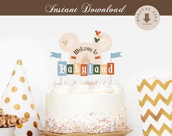 Printable Babyland Cake Topper, Disneyland Baby Shower Cake Topper, Digital file
