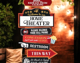 Movie Night Party Directional Sign, Movie Birthday, Home Cinema, Movie Party Decoration, Digital file
