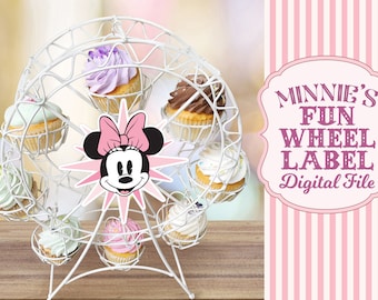 Printable Minnie's Fun Wheel Label, Minnie Birthday, Disneyland Party Decoration, Digital file