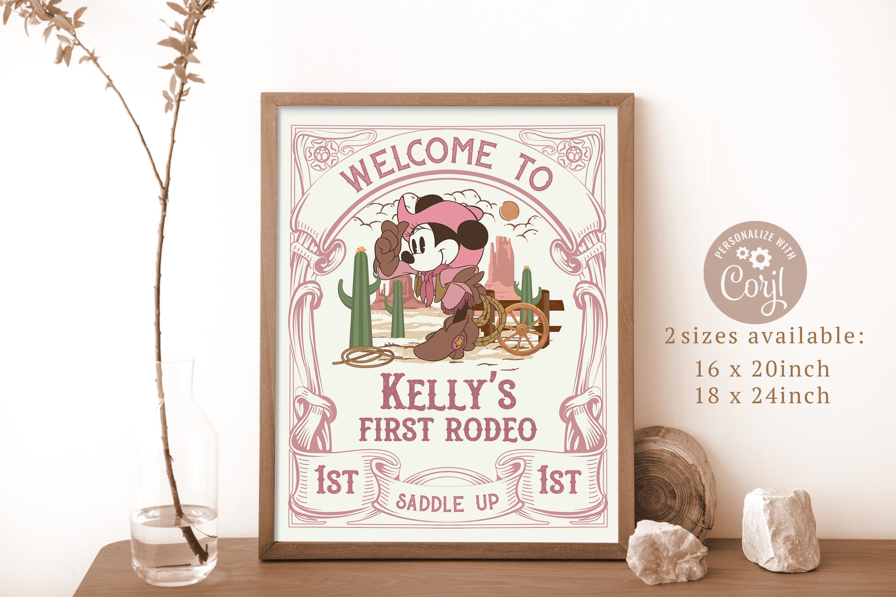 Minnie First Rodeo Birthday Welcome Sign, Minnie Cowgirl Birthday Sign ...