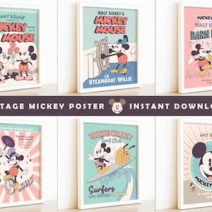 Vintage Mickey Poster, Mickey Party Decoration, Disneyland Party Decoration, Perfect for any birthday party or event, Digital file