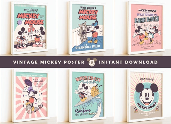 Vintage Mickey Poster, Mickey Party Decoration, Disneyland Party Decoration, Perfect for any birthday party or event, Digital file