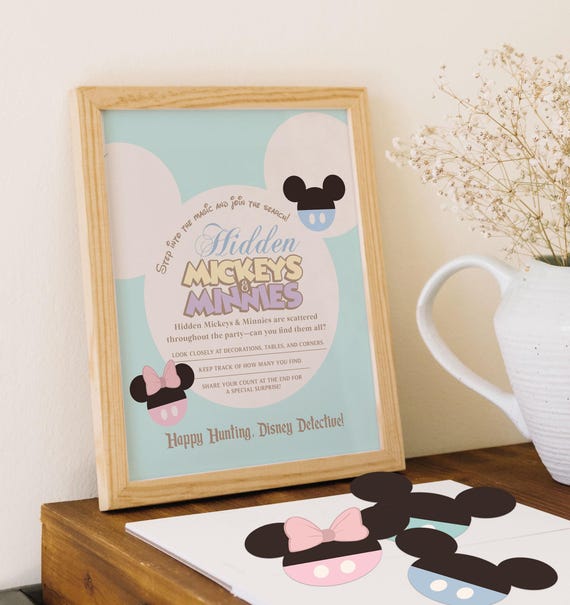 Printable Hidden Mickeys and Minnies Hunt, Mickey Birthday Game, Disneyland Baby Shower Game, Kids Activities, Digital File