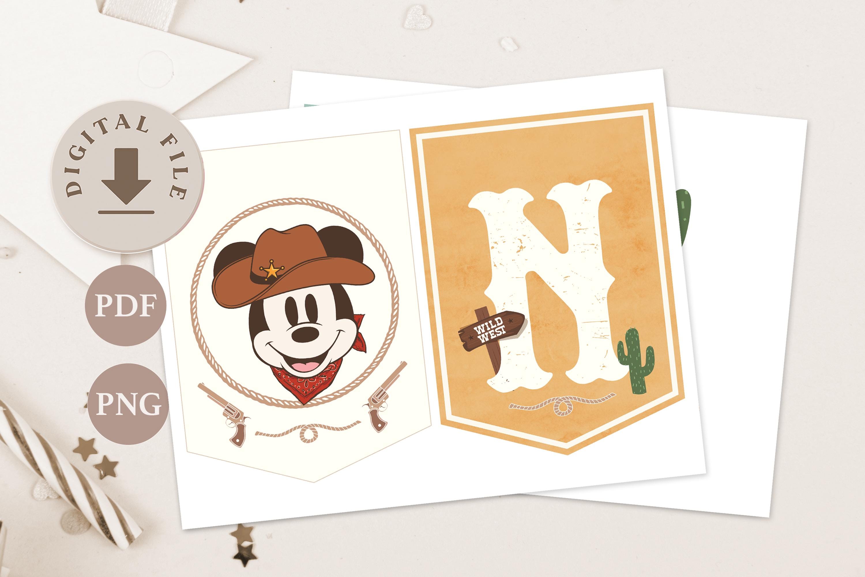 Printable Mickey Cowboy One Banner, Rodeo Birthday Party High Chair ...