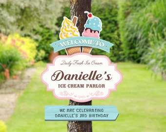 Printable Ice Cream Parlor Sign, Perfect for any ice cream theme birthday party or event, Digital file