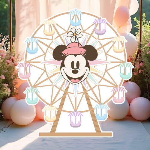 Printable Minnie Ferris Wheel Cutout, Disneyland Birthday Party Stand Up Prop, Minnie Baby Shower Party Decoration, Digital file