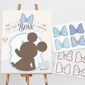 Printable Put The Bow On Minnie Game, Minnie and Mickey Birthday Game, Disneyland Baby Shower Game, Kids Activities, Digital File