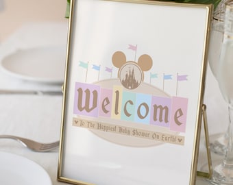 Printable Disneyland Baby Shower Sign, Happiest Baby Shower On Earth, Mickey Baby Shower, Disneyland Party Decoration, Digital file