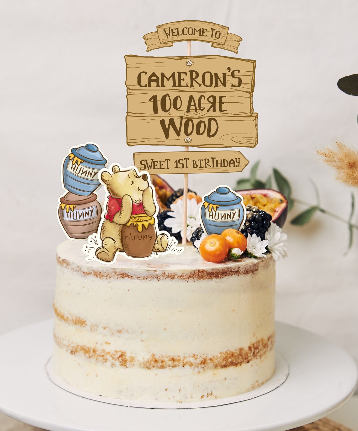 Topper de pastel de Winnie the Pooh imprimible, decoración de fiesta de ...
