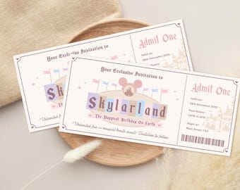 Editable Name Disneyland Ticket, Save Your Date, Happiest Birthday on Earth, Disneyland Baby Shower, Digital file