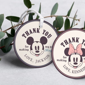 Bearbeitbar Mickey & Minnie Dankeschön Tag, Disneyland Geburtstag Dankeschön Tag, Mickey Geburtstag, Minnie Geburtstag, Digital
