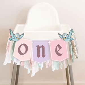 Printable Disneyland 1st Birthday High Chair Banner Banner, Happiest Birthday On Earth Party Decoration, Minnie Party, Digital file
