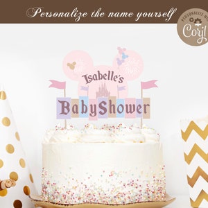Editable Name Baby Shower Cake Topper, Printable Happiest Baby Shower On Earth Cake Topper, Disneyland Baby Shower Cake Topper, Digital file