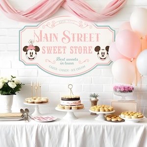 Printable Mickey & Minnie Sweet Store Sign, Main Street Candy Shop, Perfect for any Disney theme birthday party or event, Digital file