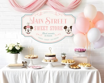 Printable Mickey & Minnie Sweet Store Sign, Main Street Candy Shop, Perfect for any Disney theme birthday party or event, Digital file