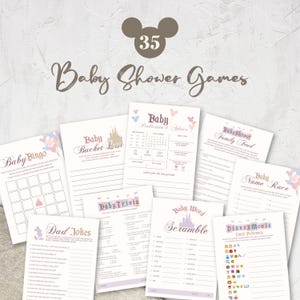 Printable Baby Shower Game Bundle, Disneyland Baby Shower Game Sign, Happiest Baby Shower On Earth, Mickey Baby Shower, Digital file