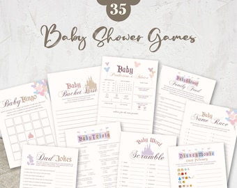 Printable Baby Shower Game Bundle, Disneyland Baby Shower Game Sign, Happiest Baby Shower On Earth, Mickey Baby Shower, Digital file