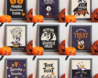 Printable Disneyland Halloween Party Signs, Trick or Treat Party Bundle, Mickey Halloween Birthday Party Decoration, Digital file