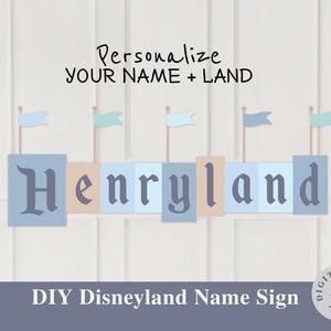 Personalizza il cartello per la festa Disneyland, la decorazione per la festa Disneyland, il file digitale
