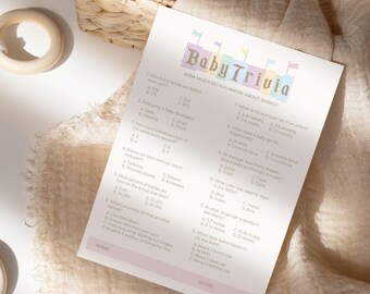 Printable Baby Trivia, Babyland Baby Shower Games, Disneyland Happiest Baby Shower Games, Digital file