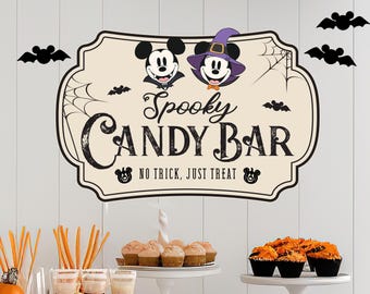 Printable Mickey Halloween Spooky Candy Bar Sign, Disneyland Halloween Party Sign, Trick or Treat Party Decorations, Digital file
