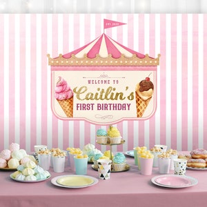 Ice Cream Party Backdrop, Perfect for any ice cream theme birthday party or event, Digital file