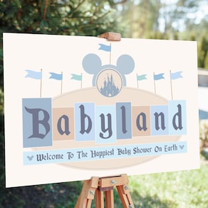 Babyland Baby Shower Party Welcome Sign, Disneyland Party Decoration, Digital file