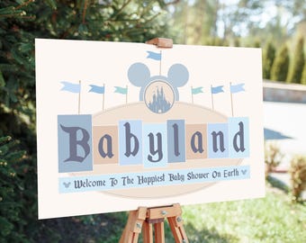 Babyland Baby Shower Party Welcome Sign, Disneyland Party Decoration, Digital file
