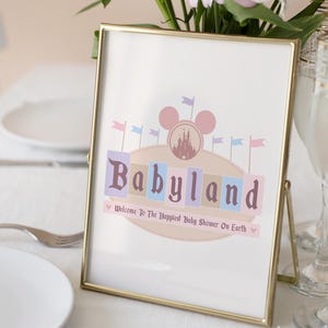 Printable Babyland Baby Shower Sign, Happiest Baby Shower On Earth, Mickey Baby Shower, Disneyland Party Decoration, Digital file