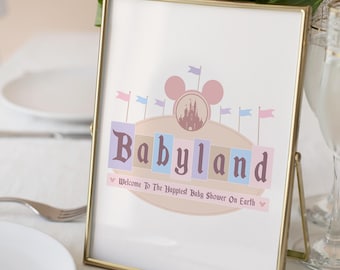 Printable Babyland Baby Shower Sign, Happiest Baby Shower On Earth, Mickey Baby Shower, Disneyland Party Decoration, Digital file