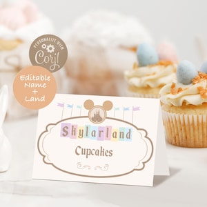 Nom personnalisé imprimable Tente de nourriture de Disneyland, carte de nourriture modifiable pour le meilleur anniversaire et la plus heureuse baby shower sur terre, fichier numérique