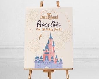 Printable Disneyland Birthday Welcome Sign, Princess Birthday Sign, Perfect for any Disney theme birthday party or event, Digital file