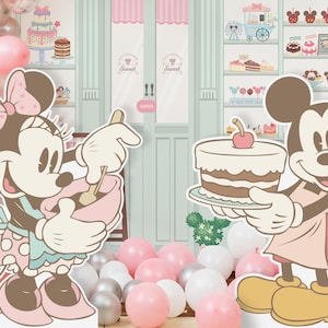 Mickey & Minnie Cutout, Mainstreet Sweet Store Birthday Party Stand Up Prop, Mickey Baby Shower, Minnie Party Decoration, Digital file