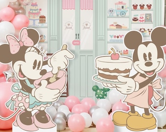 Mickey en Minnie-uitsnede, Mainstreet Sweet Store verjaardagsfeestje stand-up prop, Mickey babyshower, Minnie-feestdecoratie, digitaal bestand