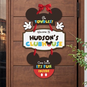 Editable Mickey Clubhouse Party Door Sign, Mickey Birthday Welcome Sign, Baby Shower Party Decor, Printable, Digital file