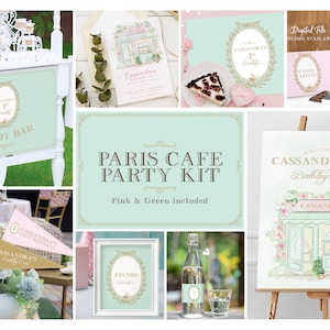 Editable French Cafe Party Kit, Paris Cafe Birthday Party Decor, Patisserie Baby Shower Party Kit, Digital, Printable
