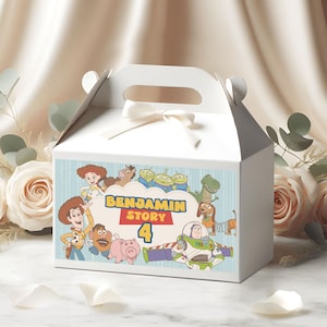 Toy Story födelsedagsfest presentask etikett, Woody fest presentetikett (digital fil)