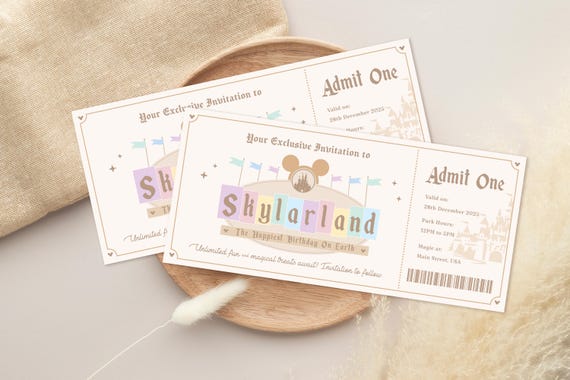 Editable Name Disneyland Ticket, Save Your Date, Happiest Birthday on Earth, Disneyland Baby Shower, Digital file