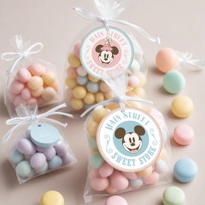 Printable Mickey & Minnie Sweet Shop Tags, Cupcake Toppers, Mickey Birthday Party Decoration, Disney Party, Digital file