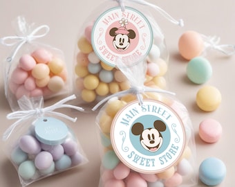 Printable Mickey & Minnie Sweet Shop Tags, Cupcake Toppers, Mickey Birthday Party Decoration, Disney Party, Digital file