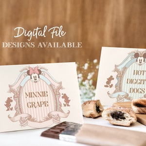 Mickey & Minnie Party Food Tent, Disneyland Party Food Label, Perfect for any birthday party or event, Digital file