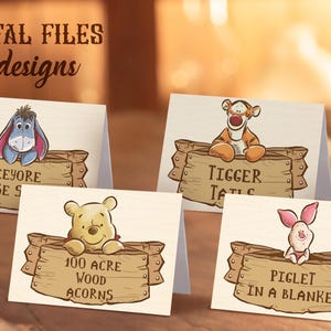 Winnie the Pooh Party Food Tent, Hundred Acre Wood Party Food Label, Perfect for any birthday party or event, Digital file