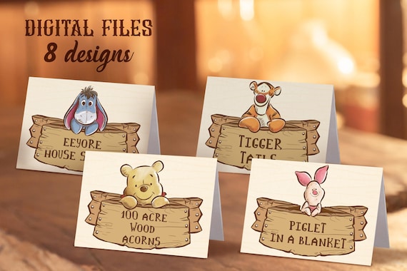 Winnie the Pooh Party Food Tent, Hundred Acre Wood Party Food Label, Perfect for any birthday party or event, Digital file