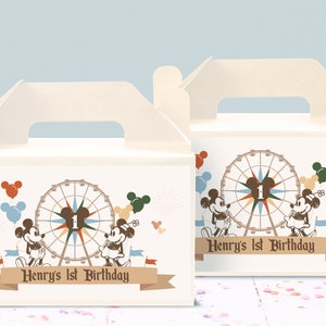 Etiqueta imprimible de Disneyland Gable Box, etiqueta de favores de Disney World, cumpleaños de Mickey, baby shower de Minnie, digital
