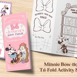 Printable Bowtique Activity Sheet, Minnie Coloring Page, Kids Activities Sheet, Digital, Printable