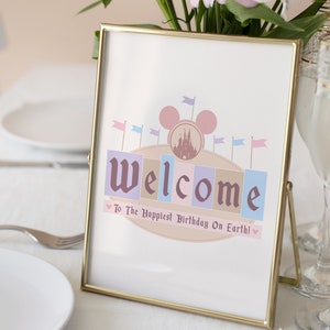 Printable Disneyland Birthday Sign, Happiest Birthday On Earth, Mickey Birthday, Disneyland Party Decoration, Digital file